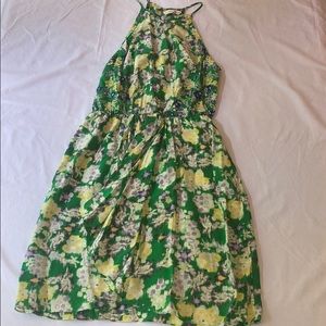 Rebecca Taylor Green Flower Halter Dress- Size 2